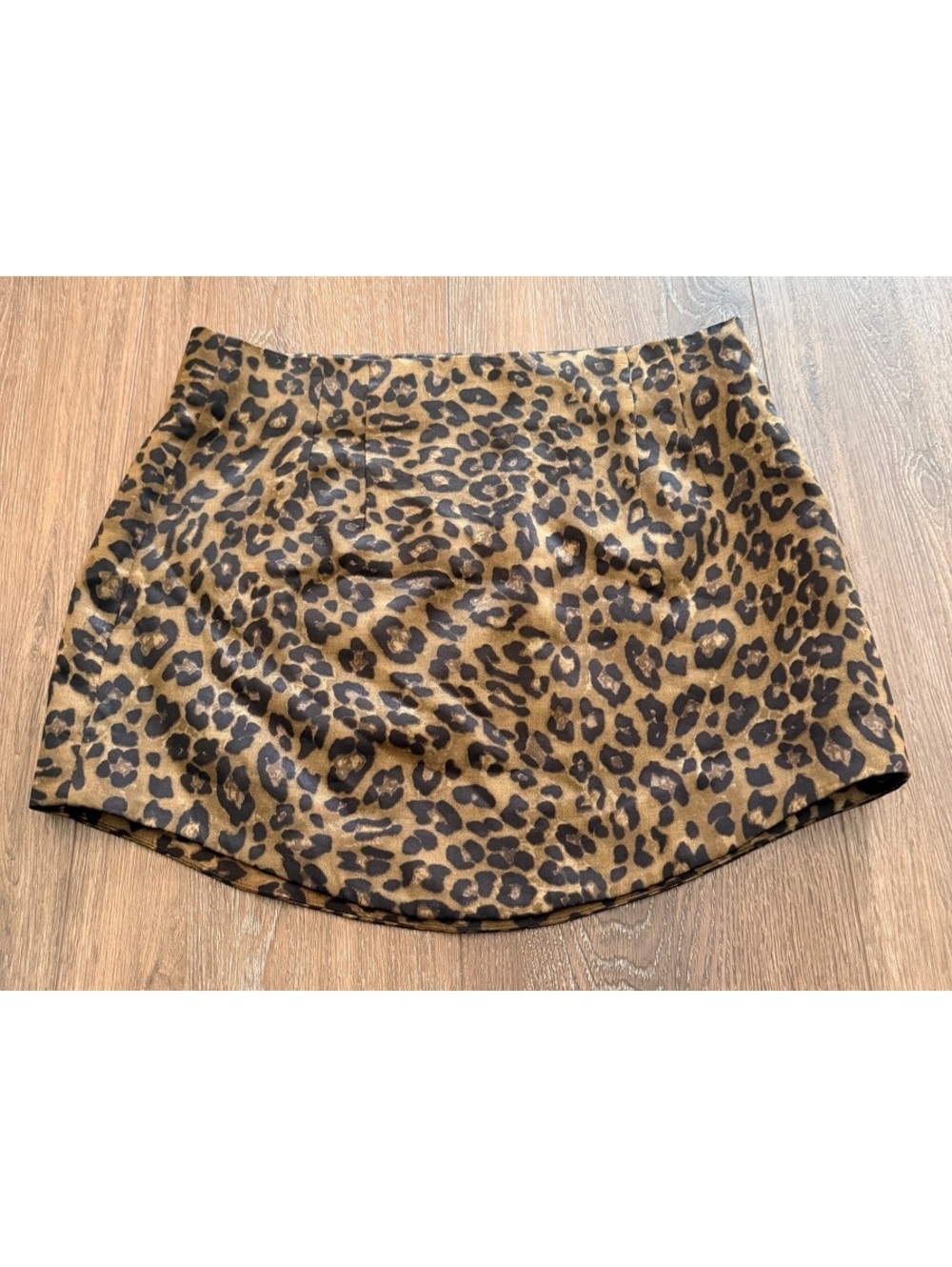 Zara Leopard Print Satin Mini Skirt High Waist Size Large